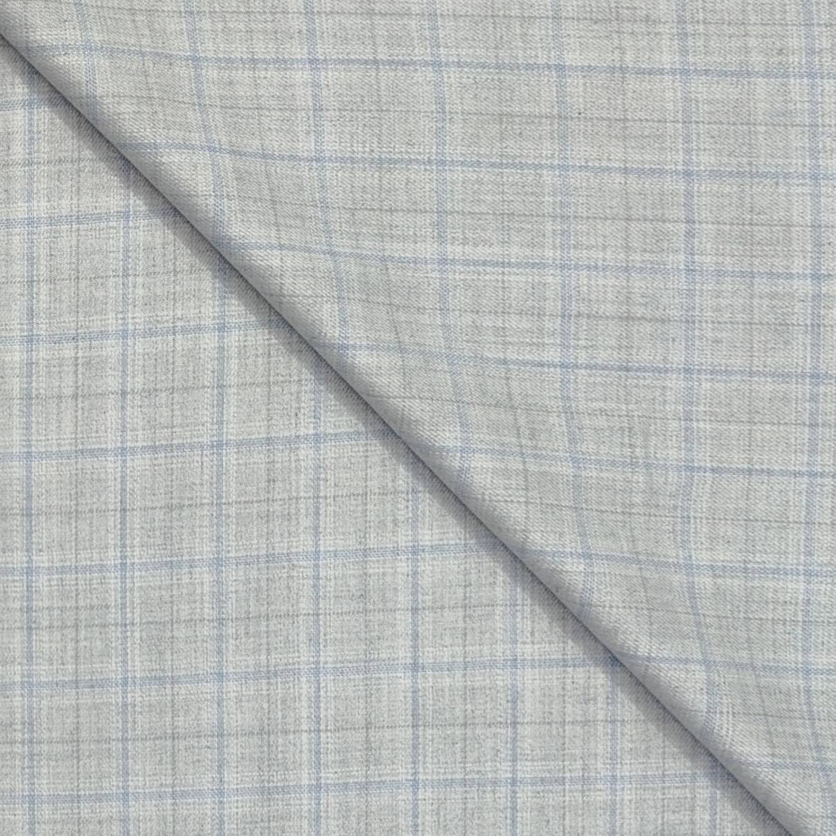 Trouser Fabric Reid & Taylor Poly Viscose Check Color Blue N Dusty Grey